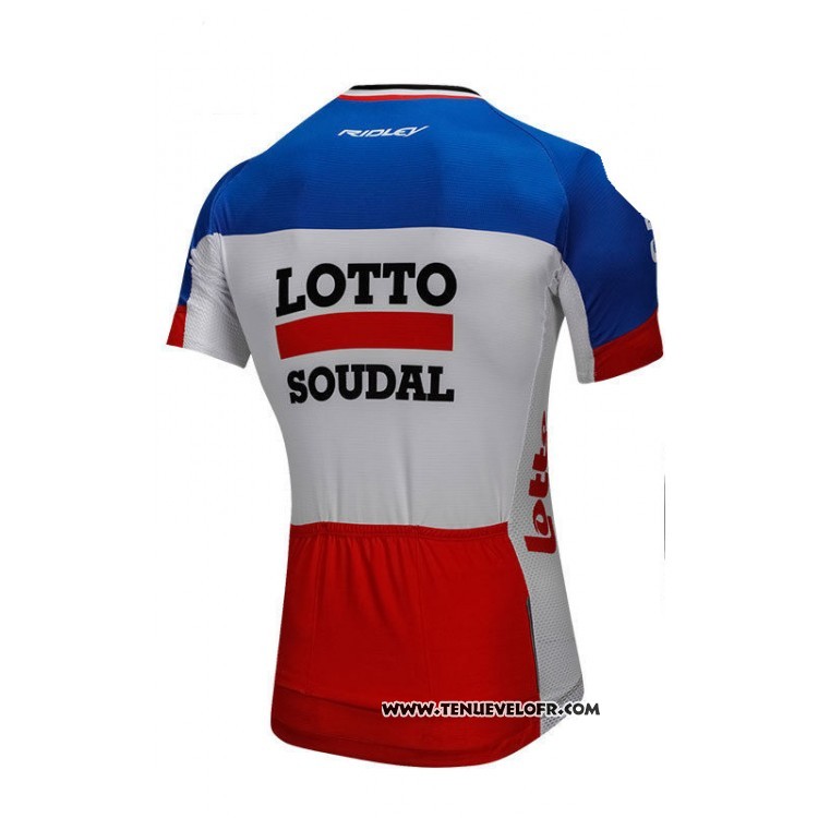 2018 Maillot Ciclismo Lotto Soudal Bleu et Rouge Manches Courtes et Cuissard